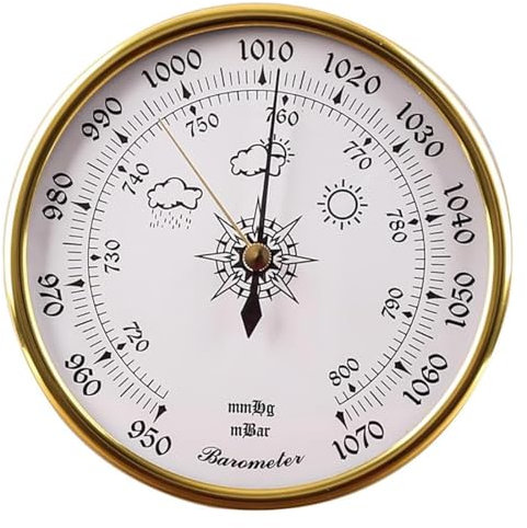 Wetterstation analog, Barometer, 128-mm-Barometer, Outdoor-Angelbarometer, Hochpräzises Barometer for den Heimgebrauch