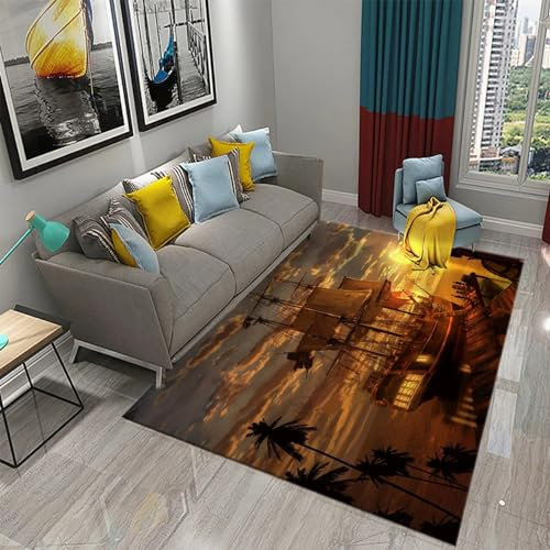 3D Gedruckter Teppich Ölgemälde Segelboot Sonnenuntergang Meereslandschaft Wohnzimmer Schlafzimmer Anti Rutsch Carpet Kinder Mädchen Jungen Zimmer Spielen Krabbeln Fußmatten 60 X 120 C -8263594381625