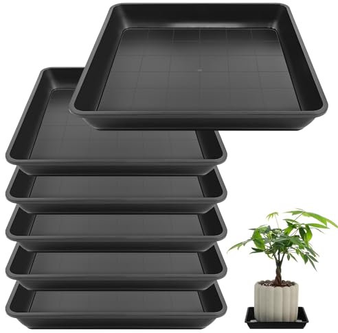 6 Stück Blumentopf Untersetzer Eckig Pflanztopf Blumenkübel Schale Kunststoff Pflanzkasten Topfuntersetzer Pflanzen Pflanzschale Blumentopf Tropf Tabletts für Outdoor Indoor Pflanzen (30.5 x 30.5cm)