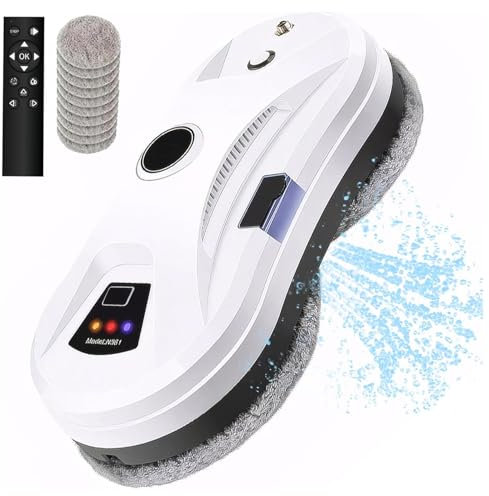 TsoLay Robot Nettoyeur de vitres électrique, Robot de Nettoyage de vitres Intelligent 5600 Pa avec télécommande, pulvérisation d'eau Automatique, détection Intelligente des Bords pour fenêtres