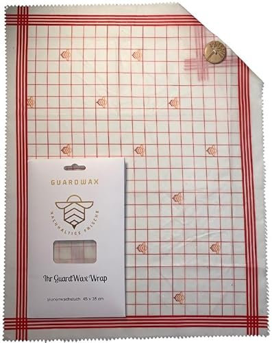 GuardWax Bienenwachstuch in bester Qualität für nachhaltige Frische in XXL mit 45x35cm als plastikfreie Lebensmittelverpackung zum Aufbewahren von Brot, Sandwich, Obst, Käse und anderen Lebensmitteln