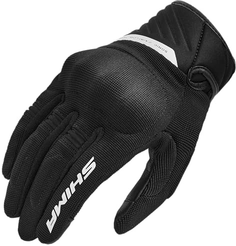 SHIMA SONIC Guantes Moto Mujer Textile Cuero Homologados Corto Verano Motos Guante Ventilado Certificatos Touchscreen Motorista Ciudad Protecciones Ventilación Verão (Femenino, Blanco, XS)