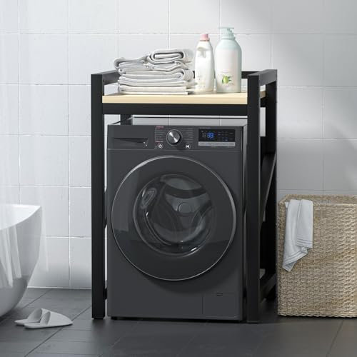 ACLFF Gabinete de Lavadora en Metal, Armario Lavadora Ahorro de Espacio, Mueble para Lavadora, Ajustable en Altura de 3 Niveles, Capacidad de Carga 300 kg, para BañO, Cocina, BalcóN