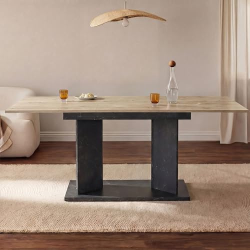 B&D home Esstisch Vivian, ausziehbar 120-160x80 cm 4-6 Personen Küchentisch Holztisch mit Säule für Esszimmer, Küche, skandinavisch modern Design, Sandeiche Optik, 11201-VM-EISA