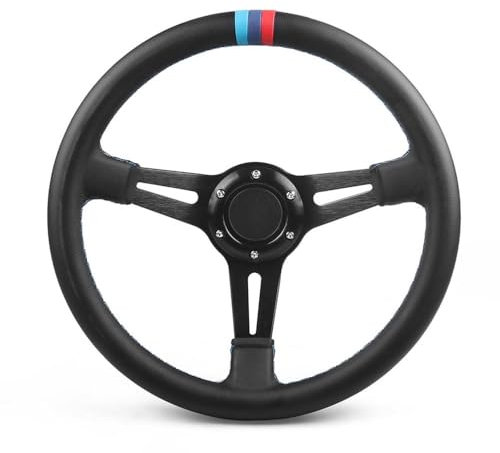 Sportlenkrad,Lenkrad Auto 13,5 Zoll Racing Lenkrad Mikrofaser Leder DREI Farben Nähte Fit Auto