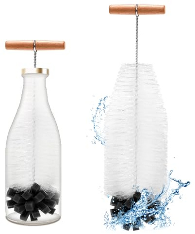 VIVIDRISE Goupillon Bouteille 32cm, Brosse de Nettoyage sans Rayures, Nettoyage Profond sans Rayures ni Résidus, Goupillon Biberon Brosse Nettoyage pour Soda Bouteille