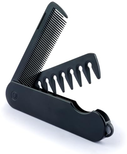 2-in-1 Folding Pocket Comb,Travel Foldable Brush Comb,Portable Hair Brush | Plastic Folding Combb, Anti-Static Hair Combs Fine Tooth and Wide Tooth Travel Combs Double Headed Hair