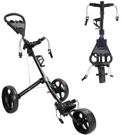 Zertylre Golf Trolley, Leichte Faltbare Golf Buggy, Verstellbare Elastische Riemen, FußBremse Scorecard Cup Holder, GroßE RäDer FüR Verschiedene Terrains