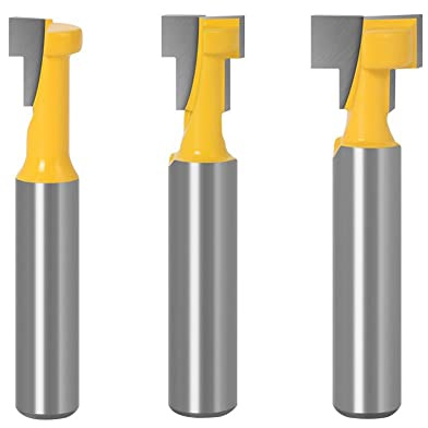 3-teiliges 8-mm-Schaft-T-Nut-Fräser-Bit-Set Sechskantschrauben-Schlüsselloch-Bits T-Schlitzfräser for die Holzholzbearbeitung