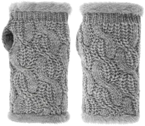Seeberger Cable Knit Strickstulpen Stulpen Pulswärmer Damen - mit Futter, Futter Herbst-Winter Winter