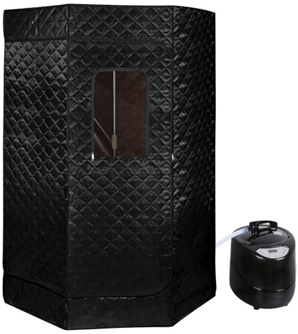 Belfoyer Tragbare Dampfsauna 90x90x180 cm mit 3L Dampfgenerator, Mobile Sauna Zelt für Zuhause, Infrarot & Dampfbad für Detox und Entspannung (Schwarz)