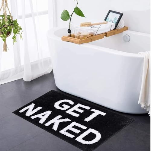 TenaLucy 40 x 60 CM Tappeto Bagno, Assorbente Zerbino Ingresso Esterno, Cashmere Sintetico Tappeto da Esterno, Soffice Tappetos Bagno Antiscivolo, Carino Tappetos Bagnos Assorbente per Bagnos (Nero)