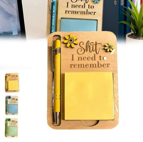 The I Need to Remember Sticky anteckningshållare, dispenser för postit-anteckning, kontorsskrivbord, tillbehör, den perfekta skämtpresenten för de flesta glömliga människor (gul)