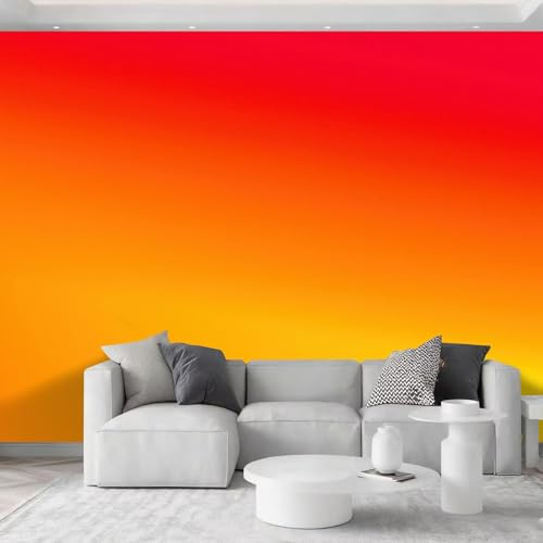 Générique Papier peint Intissé Photo 350 x 256 cm, Papier Peint Mural Abstrait Minimaliste Moderne Dégradé XXL Tableaux Muraux Tapisserie Photo Orange Décoration Enfants Murale Salon Chambre