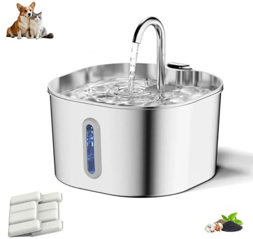 Catvitalis Fuente de Agua Gatos,Cat Vitalis Fuente Gatos,Acero Inoxidable 304 con Filtración Triple, Flujo Atractivo para Prevenir Deshidratación (Paquete de 2 Cartucho de Filtro Blanco)