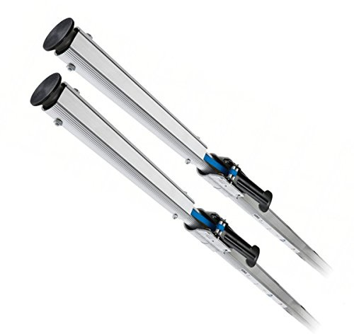Kuriershop 2 x SAM 46 Profi Aluminium Fischerrutenhalter, Oberflächenmontage, 1550-2050 mm, beidseitig mit rundem Gummifuß
