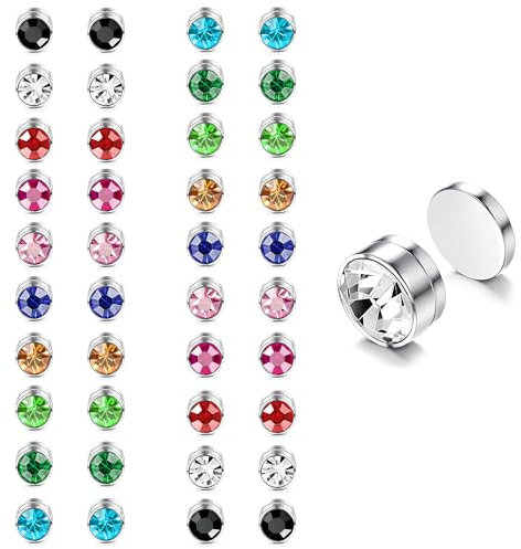 Finrezio 20 Paare 6MM Magnetische Ohrstecker Für Frauen Magnet Ohrringe Bunter Kristall Non-pierced Ohrringe Ohne Ohrloch