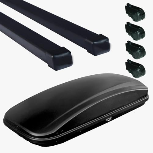 Portatutto Per Auto- compatible con T-Cross Dal 2018 In Poi - Rails- Portatutto Per Auto- -Piu Box 430Lt Nero Opaco-