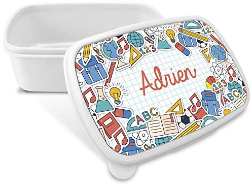 Boîte à goûter personnalisée. Boîte à goûter avec nom. Boîte à deyeuner. Boîte à lunch. Convient aux Micro-Ondes et ne Contient BPA, ni phtalates, ni métaux Lourds. Cadeaux personnalisés. SCHOOL
