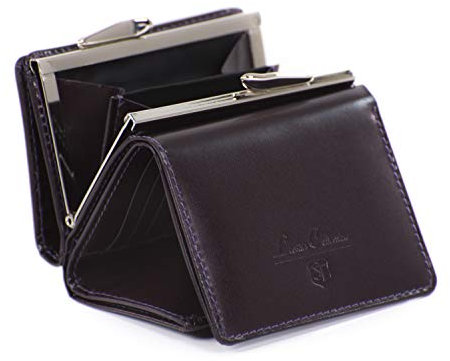 Stefania Damen Geldbörse Lila Portemonnaie aus Echtleder - Sehr elegantes, kleines Portemonnaie aus echtem Leder - Sehr edel und klasse Design - Marken Ledergeldbeutel