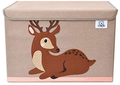 CLCROBD Faltbare große Spielzeugtruhe für Kinder, mit Klappdeckel, zusammenklappbarer Stofftier-Aufbewahrung, Organizer/Box/Korb/Truhe für Kleinkinder, Kinder und Babyzimmer (Hirsch)