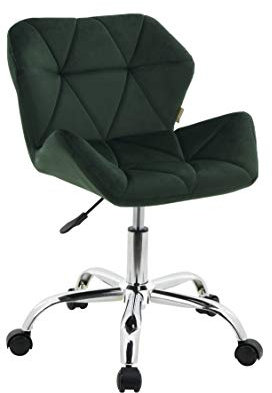 HNNHOME Eris Schreibtischstuhl, moderner, gepolsterter Samt, Drehstuhl, aus Stoff, höhenverstellbar(Dunkelgrün)