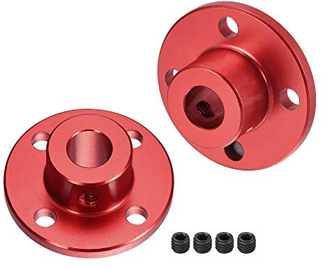 sourcing map 8mm Inner Dia H13xD10 Rigid Flange Coupling Motor Guide Shaft Coupler Motor Connector for DIY Parts Red 2pcs