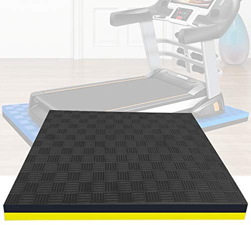 Matte für Laufband Bodenschutzmatte Schallschutzmatte Antivibrationsmatte Unterlage Antirutsch Antirutschmatte Fitnessgeräte Schutzmatte Fitnessgeräte Unterlegmatte Black+Yellow-180×80×2.5 cm
