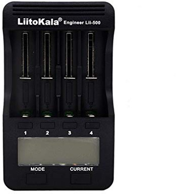 Liitokala Lii-500 18650 Battery Charger 4 Bay Universal 2v Li-ion Rechargeable Battery Chargers Intelligent Automatic Fast for 26650 21700 14500 10440 Lithium-ion Batteries Black Without Adapter