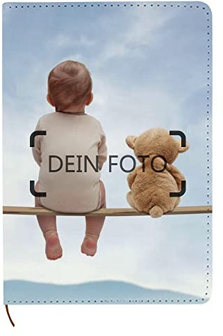 MEGAUK Notizbuch Zum Selbstgestalten - Personalisierte Foto Notizbuch Kunstleder-Tagebuch - Reisetagebuch mit Foto Text Bedrucken Lassen - Fotogeschenk für Weihnachten A6