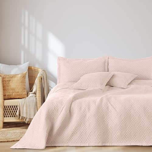 AmeliaHome Tagesdecke 200x220 cm Bettüberwürf zweiseitig Ultrasonic Ophelia | Steppung Polyester Puderrosa