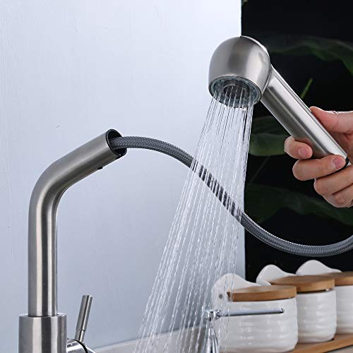 Rubinetto estraibile per lavello in acciaio inox girevole a 360°, con doccetta, adatto per cucina, bagno
