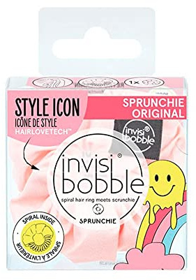 invisibobble Haargummi Retro Dreamin' Scrunchie Pastell I 1x Stoff Haargummi Rosa für Mädchen & Damen I Scrunchies Rosa I designed im Herzen Münchens