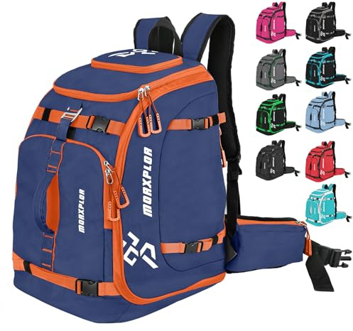 MORXPLOR Ski Boot Bag - 65L Padded, Waterproof Ski Travel Backpack for Gear & Accessories