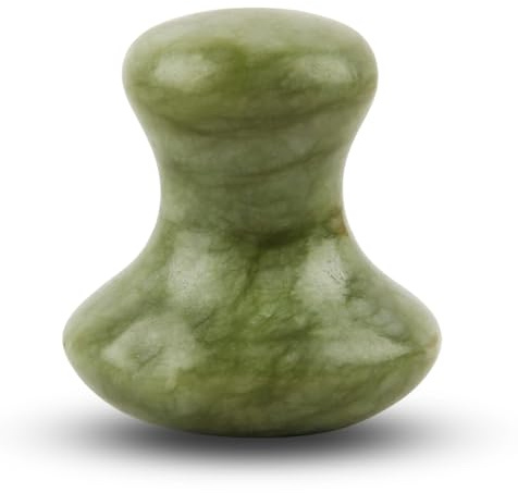 Masseur Visage Jade vert naturelle, Champi Guasha Champignon en Pierre Naturelle, Masseur Jade Anti-Age, Réduit les ridules, Stimule la circulation sanguine, Peau saine et éclatante - Sun & Sia