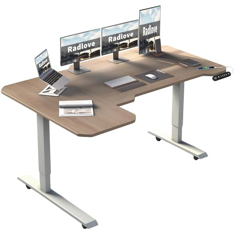 Radlove Escritorio de pie eléctrico Ajustable en Altura con 4 Controles de Memoria y tecnología anticolisión (78 x 150 cm, Roble)