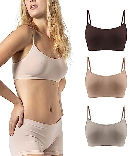 Risalti Reggiseno Senza Ferretto Spalla Stretta 3 pz - Bralette Donna Senza Cuciture ed Etichette, Reggiseno Donna in Microfibra Elasticizzata, Brassiere, Top Morbido, Intimo - Made in Italy