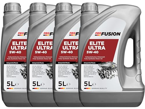 ProFusion Aceite para Motores Gasolina y Diésel - Lubricante Sintético para Coche 5w40 Elite Ultra C3 5L – Pack de 4 x 5L = 20L