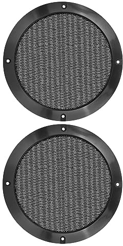 MACHSWON Lot de 2 cache-haut-parleurs de voiture en métal brillant de 16,5 cm pour caisson de basses, grille décorative noire