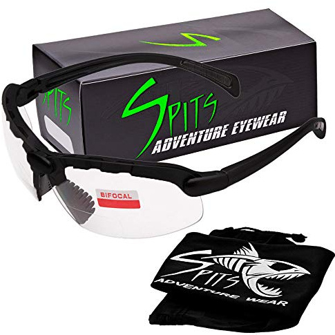 Spits Eyewear Top Or Bottom Bifocal Safety Glasses (Frame Color: Gloss Black, Magnifier: 3.50 Bottom Clear)