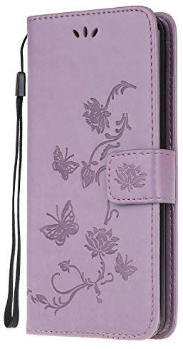 Wuhaizher Honor 90 Lite Case Shockproof Leather Wallet Book Flip Folio Magnetic Clasp Stand View Case for Honor 90 Lite Phone Cases Shockproof Cover Cute Lotus Pattern, Light Purple