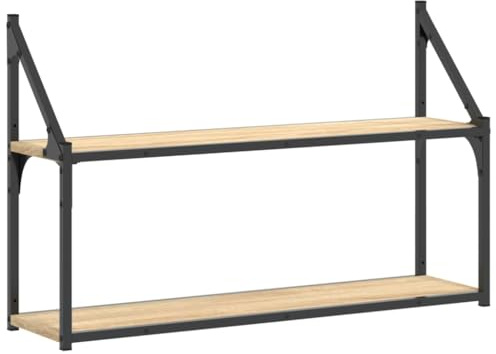 vidaXL Wandregal 2 Fächer Sonoma-Eiche 80x21x51 cm Holzwerkstoff