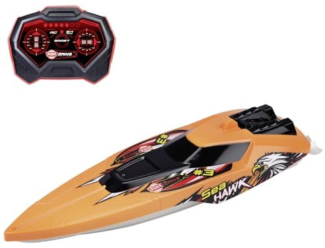 Dickie Toys - RC Boot Sea Hawk - ferngesteuertes Boot ab 6 Jahre für Pool oder See mit Schutzfunktion und Turbo-Boost, Spielzeug-Motorboot für Kinder mit 2,4 GHz Fernsteuerung, 33 cm, max. 4 km/h