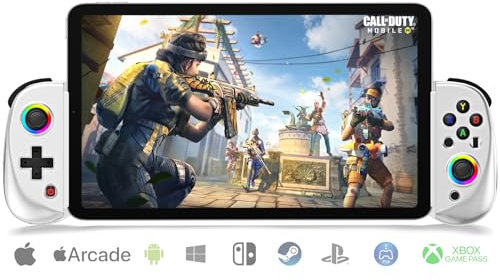 arVin Mobile Gaming Controller for iPad/Tablet[Within 5-10] Wireless Gamepad for iPhone/Android/PC/Switch/PS4, with RGB Hall Effect Joystick/Turbo/6-Axis Gyro/Vibration/Support Streaming/Cloud Gaming