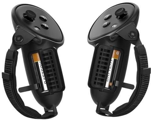 Spigen Silicone Fit Controller Case Cover Compatible with Meta Quest 3S / Quest 3 VR Gaming Controller Grip with Adjustable Strap for Anti-Slip Protection - Black