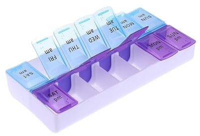 ChioSun Tablettenbox 7 Tage mit 2 Fächern - Abnehmbarer Medikamentendosierer für Morgens und Abends - Pillendose mit 14 Fächern