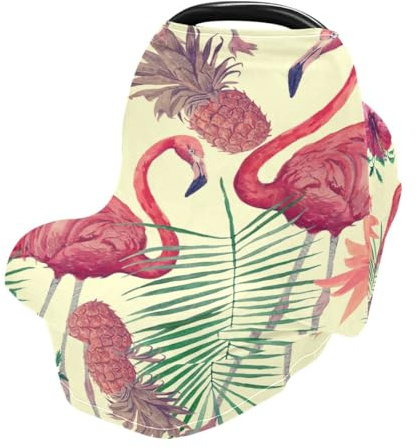 Écharpe d'allaitement motif flamant rose, housse de siège de voiture pour bébés, nourrissons, extensible, douce, respirante, multi-usages, cadeau pour garçons et filles