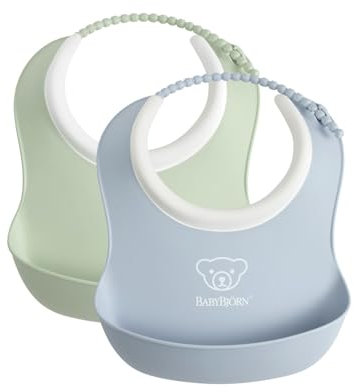 BabyBjörn Kleines Lätzchen, 2er-pack, Blassgrün/Blassblau
