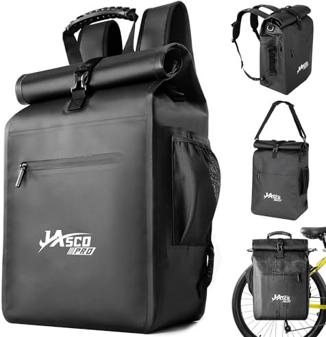 JASCOPRO 3 In 1 Fahrradtasche für Gepäckträger, 25-32L wasserdichte Gepäckträgertasche Radtasche Gepäckträger Fahrradtasche Rucksack Fahrrad Taschen hinten Gepäckträger mit 16 Laptopfach