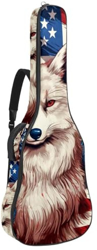 Custodia per chitarra acustica, bella custodia per chitarra da 40/41/42 pollici, custodia impermeabile con scomparti portaoggetti e protezione migliorata, animali della bandiera americana,